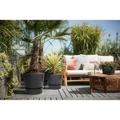 Elho 25cm Living Black Greenville Round Planter -Longacres Shop 8711904332334 4