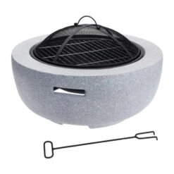 Koopman 60cm Grey Firebowl With BBQ Rack